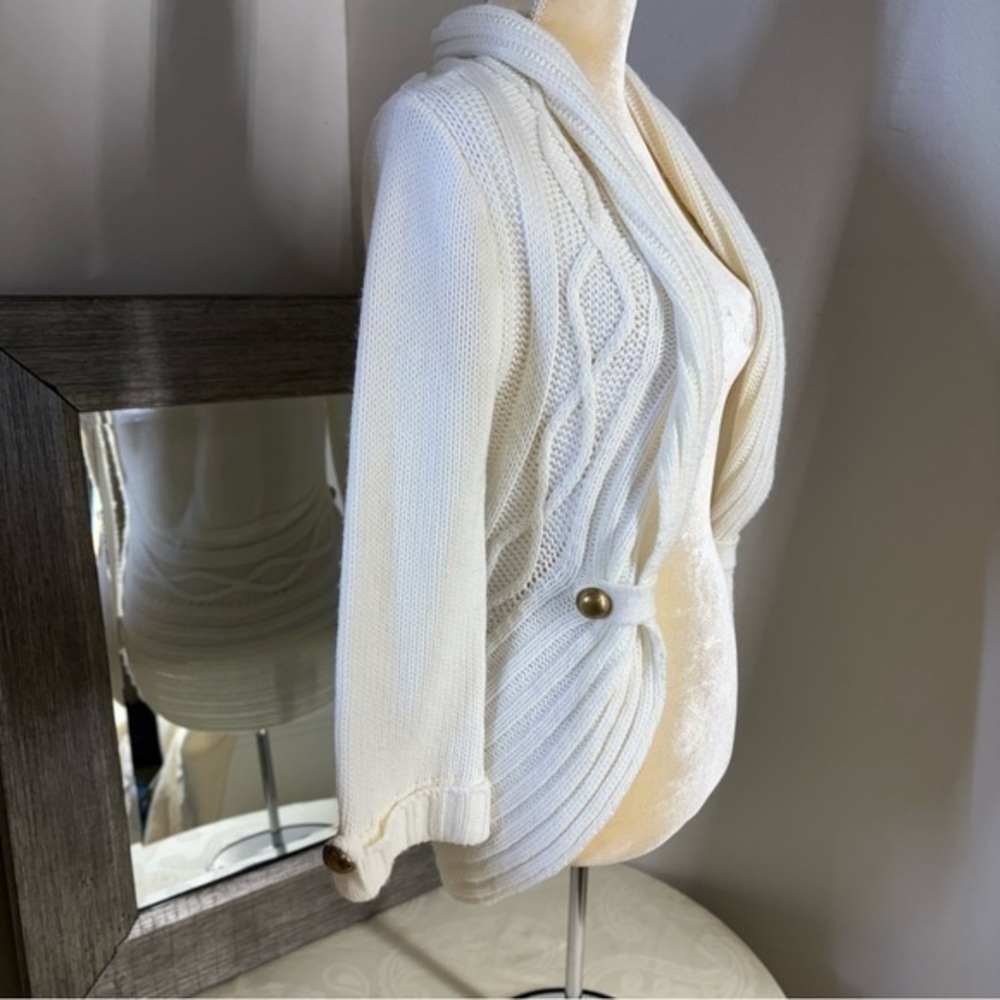 Pink Rose White Cardigan Sweater